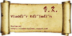 Vladár Kálmán névjegykártya